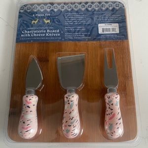 Charcuterie Board with Cheese Knives bamboo & stainless steel 4 pc set new